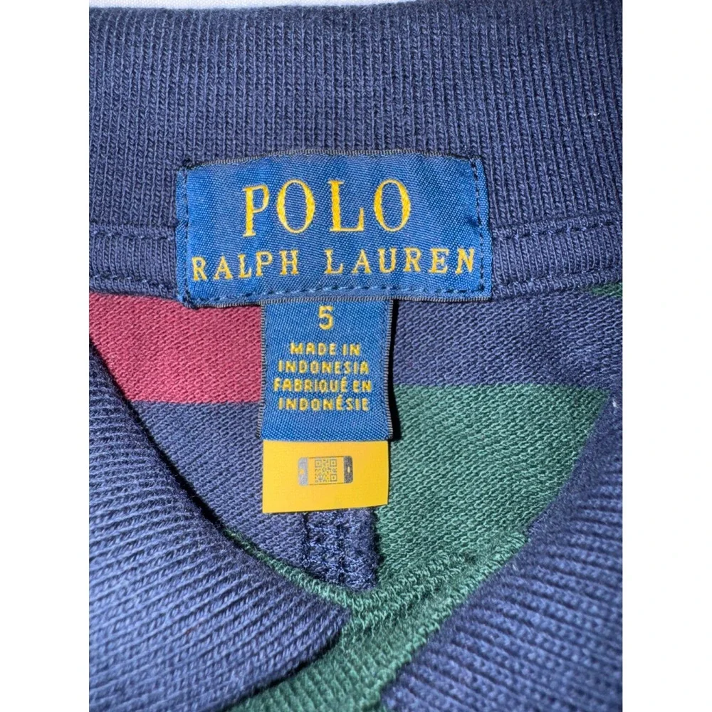 Polo Ralph Lauren Kids Multi Color Block Striped 1967 Polo Shirt Size 5